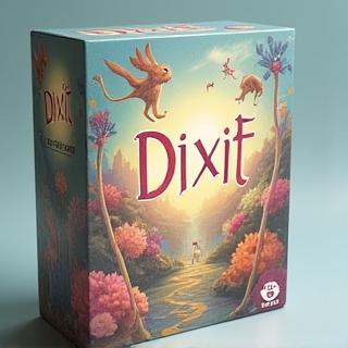Scatola del gioco Dixit, un gioco di storytelling basato su immagini artistiche.