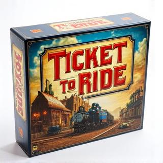 Scatola del gioco Ticket to Ride, un popolare gioco di treni e percorsi.